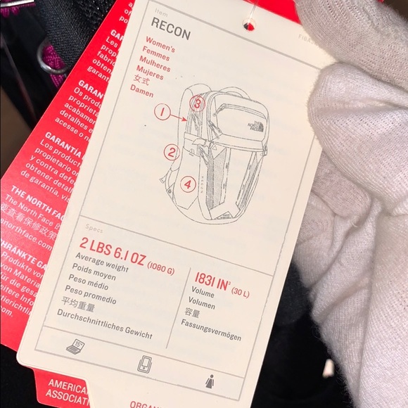 NWT The North Face Recon Backpack - Grey/Purple - Picture 5 of 16